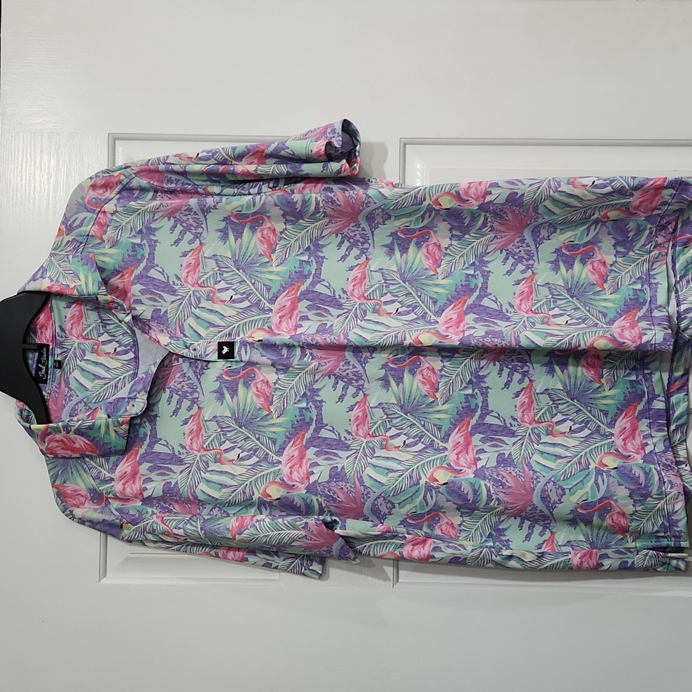 LIKE NEW Bad Birdie Flamingo Print Golf Shirt Size XL